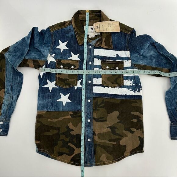 Allston Outfitter Deadstock Fatigue Camo Denim Western Pearl Shirt NWT M - Picture 7 of 8